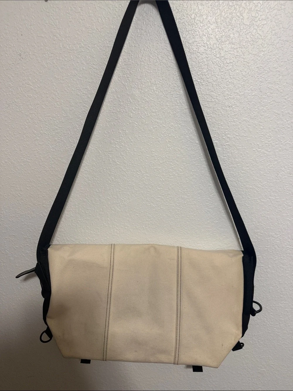 Timbuk2 Canvas Messenger Bag in Cream with Black Trim